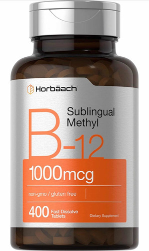Vitamina B-12 Metilcobalamina 1000mcg 400 Tabletas Horbaach Sabor Berry