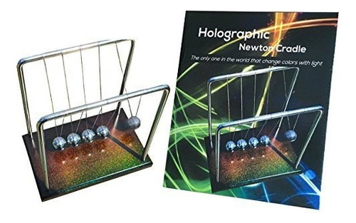 Faxadella Holographic Newtons Cradle Con Base De Madera 