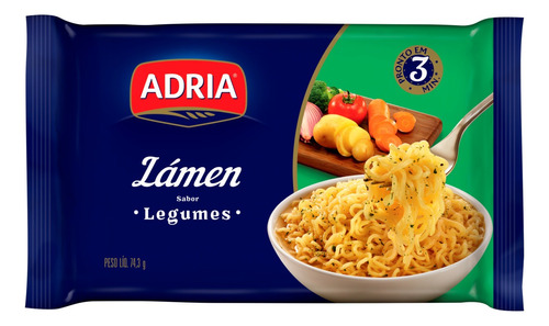 Macarrão Instantâneo Lámen Legumes Adria Pacote 74,3g