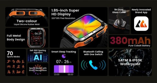Tanque Smartwatch Kospet M2 1,85/50 de altura x 42 de largura