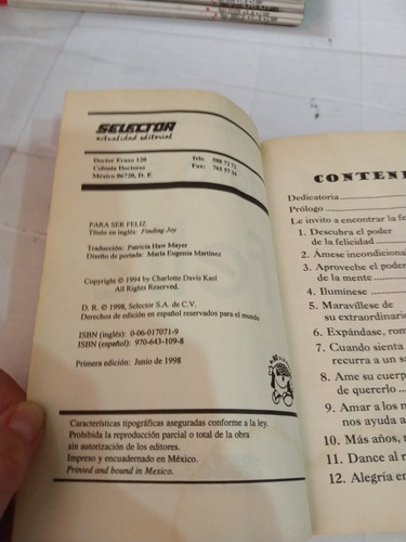 Para Ser Feliz Charlotte Davis Kasl Editorial Selector (Usado)