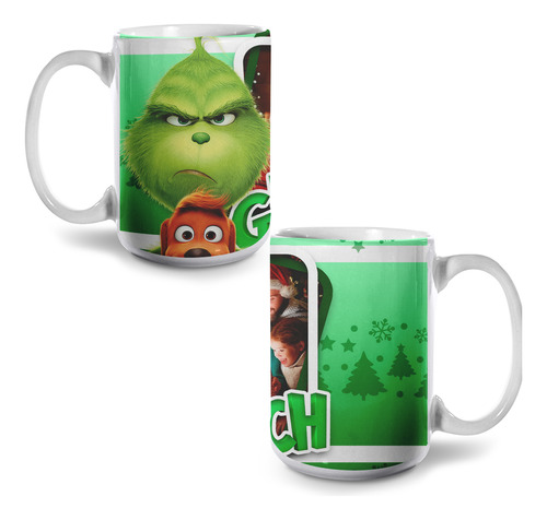 Taza Blanca 15 Oz El Grinch Y Su Perrito Max 12 Diseños