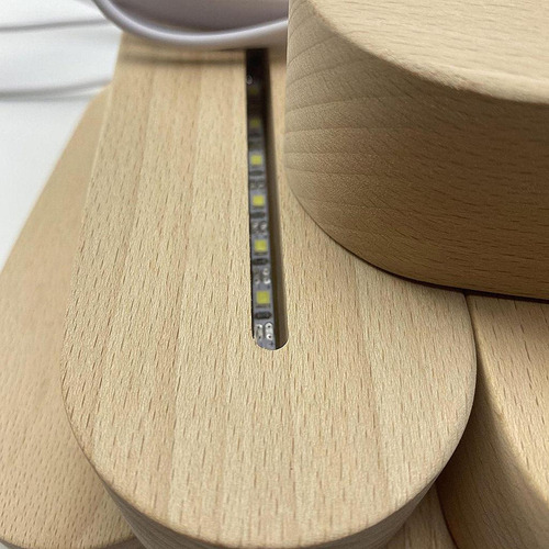 Luz De Noche Led Base De Madera Soporte De Exhibición Claro