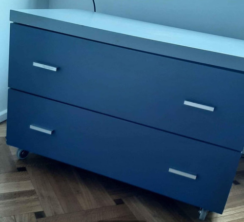 Cajonera De Guardado Y Mesa De Tv Gris Y Azul (Usado)