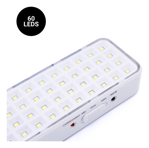 Kit 4 Luminária Emergência 60 Leds Recarregável 6000k Cor Branco Frio