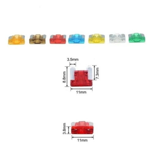 Imagen 5 de 6 de Kit Mini Fusible Electricos 12v Autos Motos 100 Uds