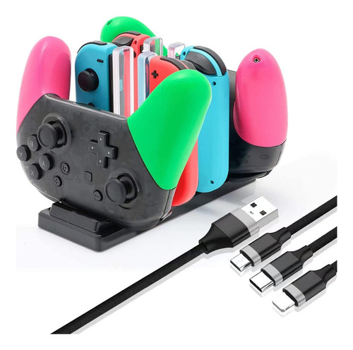 Pack 6 En 1 Dock Cargador Para Nintendo Switch Y Joy-cons
