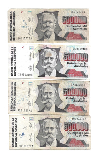 Liquido Lote 10 Billetes 500.000 Australes Serie A (Usado)