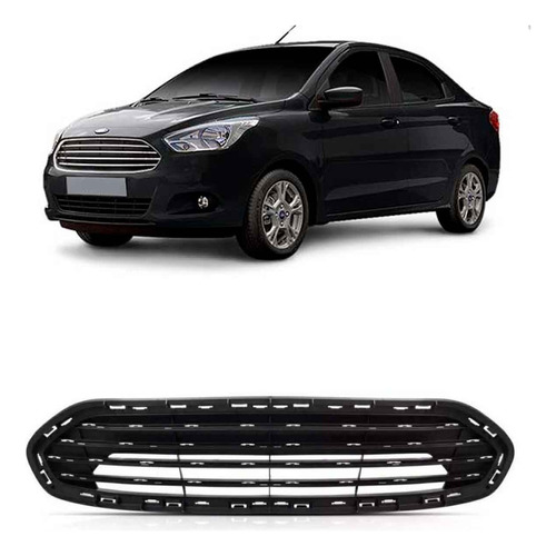 Grade Radiador Para Ford Ka 2015 A 2018 Preto Sem Friso