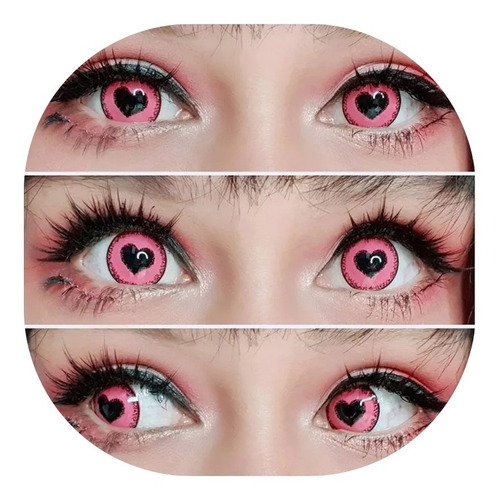Lentes De Contacto Corazón Kawaii Anime Yandere + Estuche