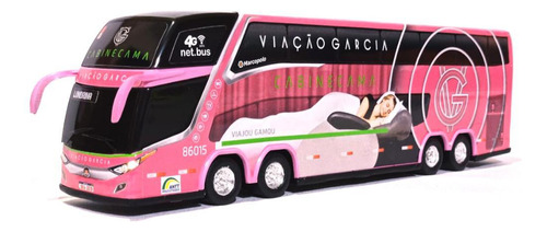 Brinquedo Miniatura Ônibus Viação Garcia Cama Rosa 30cm
