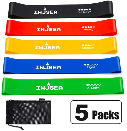 Imagen 4 de 9 de Bandas Elásticas Ejercicio Kit Set De 5 Resistencias