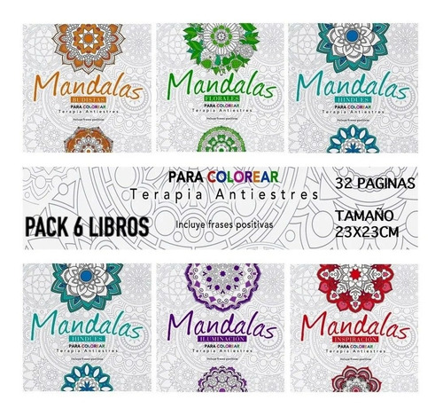 Libro Para Colorear Adultos Mandalas - 6 Libros + Regaló