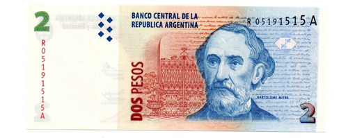 Billete 2 Pesos Conv Segundo Dis Reposición Bottero 3246 Unc