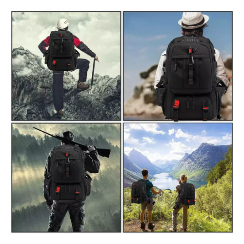 JUTANG Mochila de Senderismo, Mochila Táctica Militar de Camping de 80 L con puerto de carga USB, Mochila de Viaje Grande Impermeable Mochila Molle al aire Libre para Hombres y Mujeres (Negro)