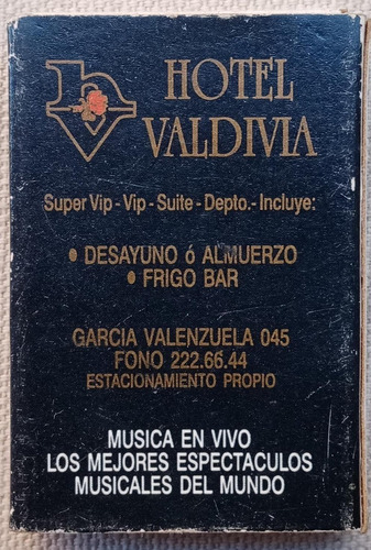 Caja De Fosforos Del Hotel Valdivia De Santiago