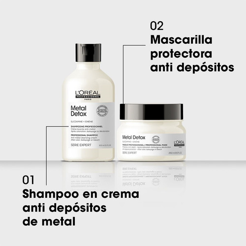Imagen 8 de 12 de Shampoo Limpiador Anti Metal Metal Detox Loreal Pro 300 Ml
