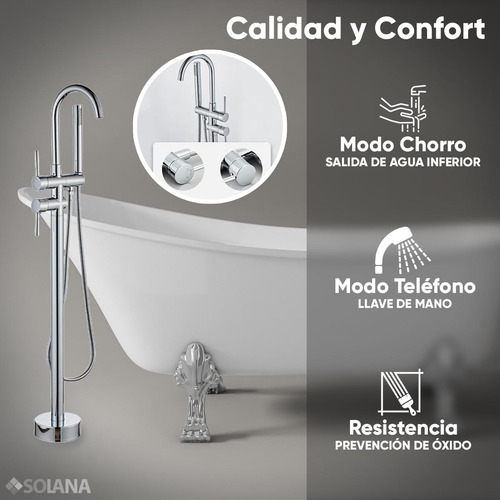 Solana Kit Bañera Estilo Vintage 170x80x75 Cm De Acrilico Solido Blanco Con Grifo Independiente Cuello Cisne Color Plata / Bañera Ovalada Slim Blanca Con Patas De Acero