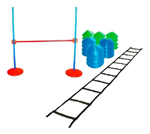 Kit Escalera Coordinacion + Valla Para Salto + Conos Tortuga