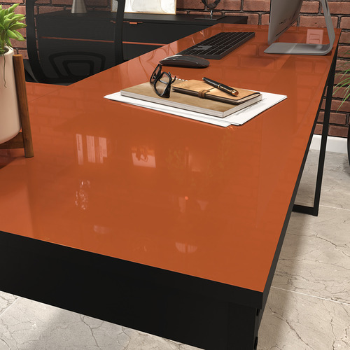 Mesa De Canto Em L Preto Com Cobre Para Home Office Ou Escritório - Estrutura Robusta E Design Industrial