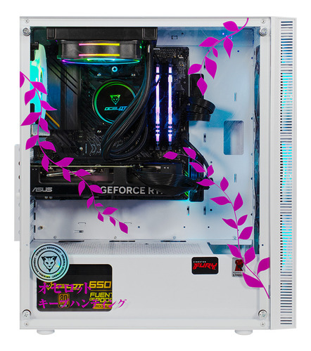 PC Gamer Ocelot AMD RYZEN 5 5600X Micro ATX Ram 16 GB Almacenamiento NVME 1 TB Color Blanco Diseño Anime Modelo AMD RYZEN HANAMI SERIES