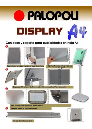Display Exhibidor Con Pie Tamaño A4, Punto De Venta Palopoli