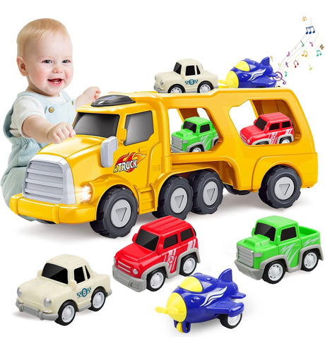 Juguete De Camión De Transporte Con 4 Coches Pequeños Niños