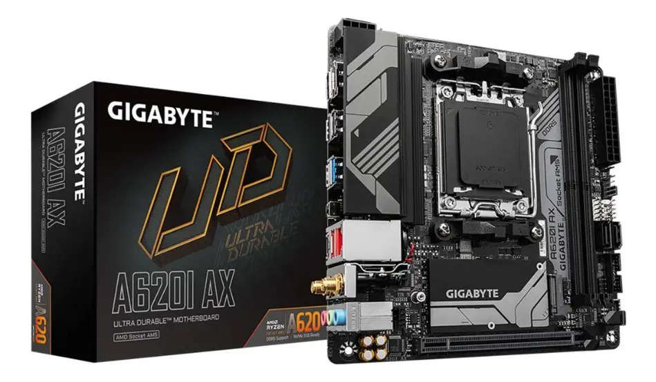 Placa madre a color Gigabyte A620i Ax Am5 Lga 1718 Amd A620 Mini-ITX
