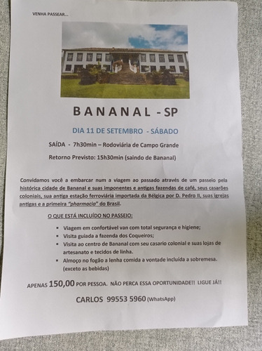 Imagem 1 de 5 de Excursão A Bananal Sp