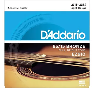 Cuerdas D'addario Ez910 Para Guitarra Acústica 11/52 Dadario