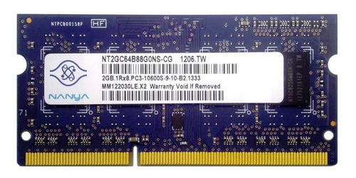 Imagen 1 de 1 de Memoria Ram Para Portatil 2x2gb 4gb Nanya Pc3 10600 1333mhz