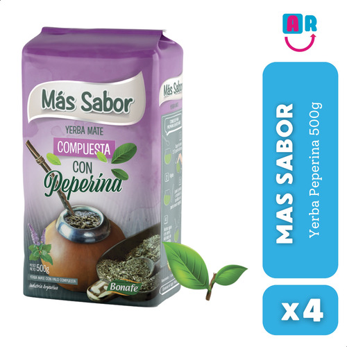 Yerba Mas Sabor Peperina 500g X4 Unidades