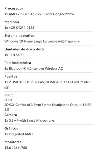 Laptop Netbook Lenovo Ideapad Cono Nueva (Usado)