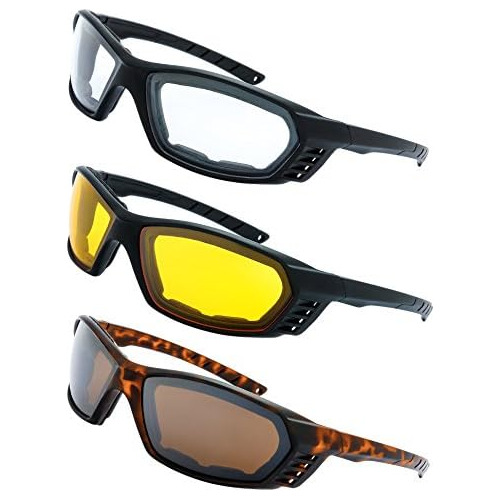 3 Pares De Gafas De Motociclismo Marco Acolchado,   Que...