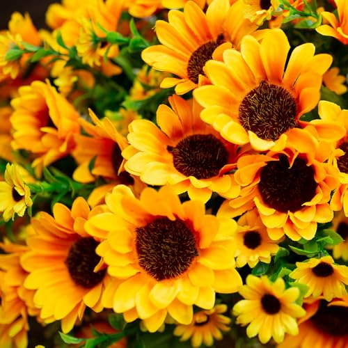 Flores Artificiales De Girasol, 10 Ramilletes De Girasol Fal
