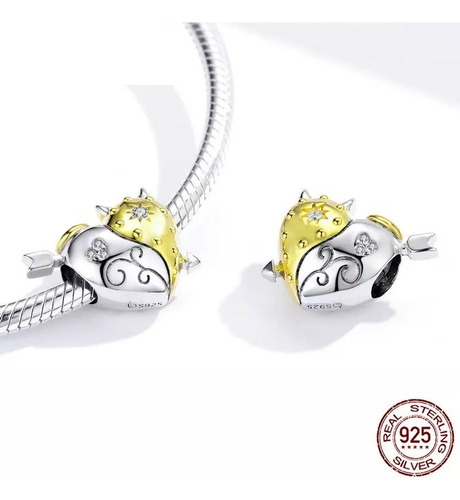 Charm Plata .925 Corazon Con Angel Y Demonio