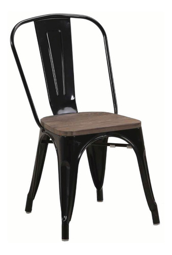 Silla Tolix Metalica Vintage Asiento De Madera Super Oferta