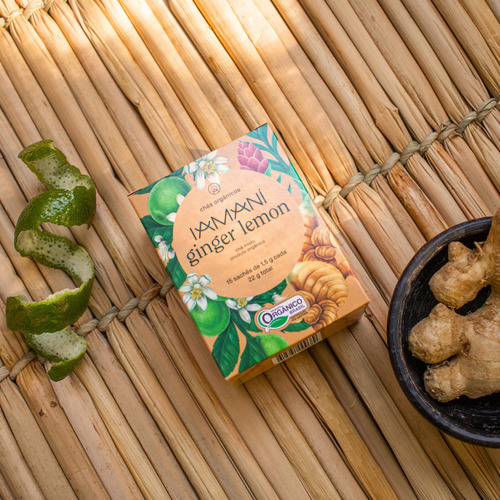 1 Chá Orgânico Ginger Lemon 15 Sachês De 1,3gr Cada Iamaní