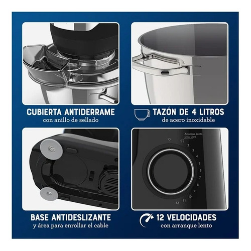 Batidora Planetaria Oster 12 Velocidades 4l Acero Inoxidable