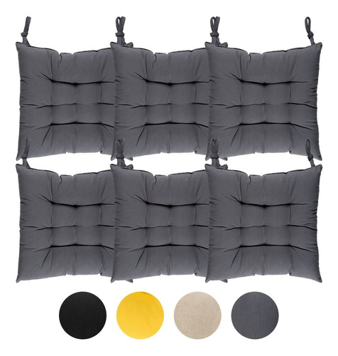 6 Cojines De Silla Creta Color Gris