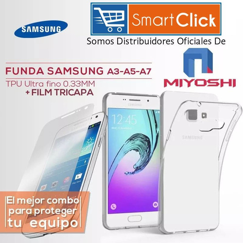Imagen 3 de 10 de Funda Samsung A3 Silicona Tpu + Vidrio Templado + Regalos !