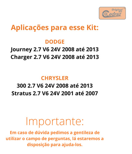 Kit Completo De Distribuição Dodge Journey 2.7 V6 24v 08/13