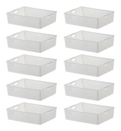 10 Cestos Grande Para Organizar Branco 889 34x27x9cm