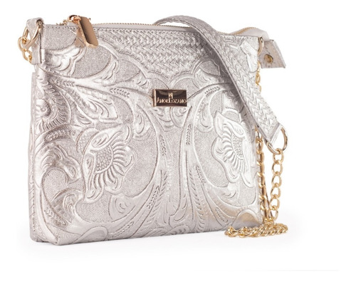 Imagen 2 de 5 de Bolso Modelo Arena Plata Cincelado Piel Bolsa Envio Gratis