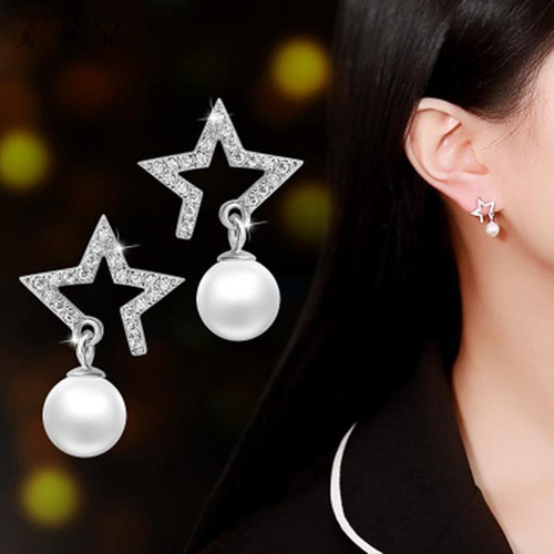 Pendientes De Estrella De Cinco Puntas De Perlas