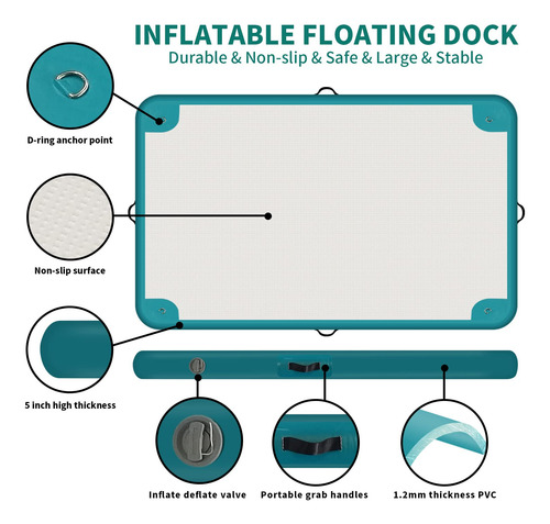 Muelle Flotante Inflable Azxrhwygs De 8 X 6 Pies Para Lago Y