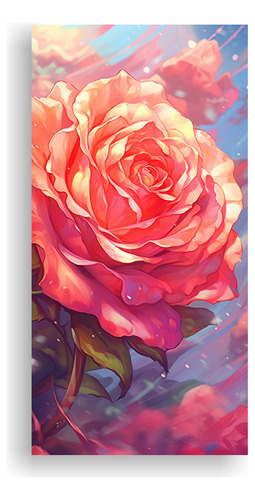 Cuadro Armonía De Colores Anime Con Rosa 60x30cm Flores