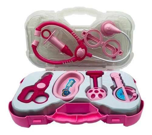 Maleta Mini Doutora Kit Infantil Menina Médica Brinquedo Cor Rosa