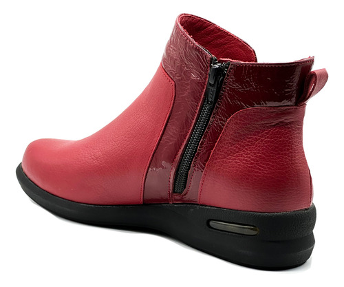 Bota Botineta Cuero Mujer Rojo