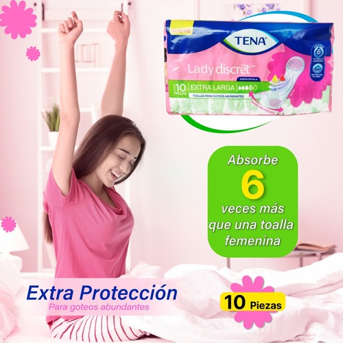 Toalla Femenina Tena Lady Discret 10 Pz Extra Larga 2 Pack
